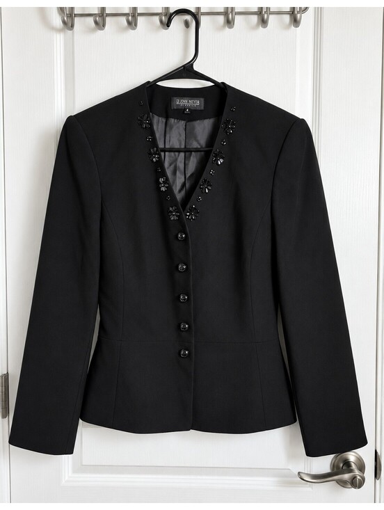 Other - John Meyer Collection Black Embellished Peplum Blazer Women's Size 8